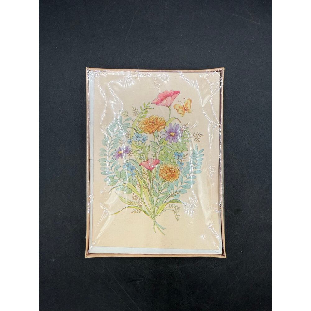 Vintage floral boxed note cards - 10 notes sealed - unopened/ unused